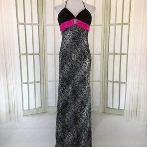 long prom formal dress animal print